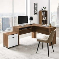 Modway elképzelni fa íróasztal és iratszekrény készlet dió fehér