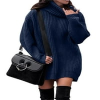 Wrcnote Női Jumper felsők Hosszú ujjú Pulóver Egyszínű Pulóver munka alkalmi kötött pulóverek Magas nyakú Fekete XL