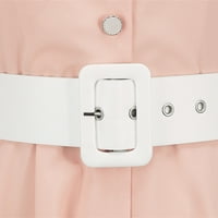 Női ruhák rövid ujjú A-Line boka hosszúságú Divat szilárd V-nyakú nyári ruha Rózsaszín XL