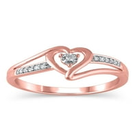 Gyémánt akcentus tartsa meg a kezemet a gyémánt szív ígéret gyűrű 10 kt rózsa aranyban, 7. méret