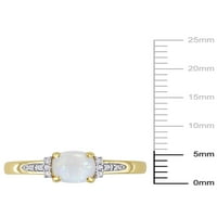Carat T.G.W. Opál és gyémánt-accent 10 kt sárga arany gyűrű
