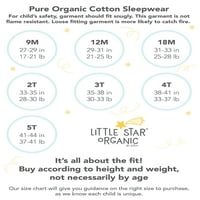 Kis csillag organikus kisgyermek lány 2pk láb nélküli nyújtó pizsama, mérete 9m-5T