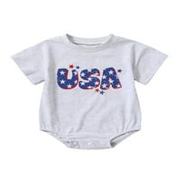 Július 4 újszülött csecsemő kisfiú lány Romper USA nyomtatás rövid ujjú Onesie Bodysuits Függetlenség Napja ruhák