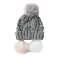 Csiklandozta Rózsaszín Szürke Snap A Pom Pom Beanie