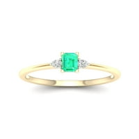 Császári drágakő 10k sárga arany nyolcszögletű smaragd 1 10ct tw gyémánt női gyűrű