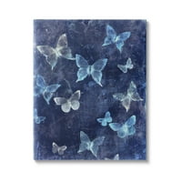 Stupell Industries Kék Absztrakt Pillangók Állatok & Rovarok Festmény Galéria Csomagolva Vászon Nyomtatás Wall Art