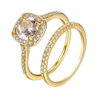 keusn két női arany gyűrű fehér strasszos esküvői ékszer gyűrűk mérete 6-w