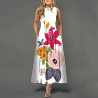 Női nyári ruhák Női Alkalmi Ujjatlan közepes hosszúságú Kerek nyakkivágással A-Line virágos Dátum ruha Többszínű M