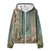 Fanxing Clearance Női Sportos pulóverek edzés kabát kabát őszi Vintage virágos nyomtatás könnyű cipzáras jóga kabát