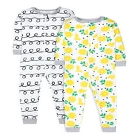 Kis csillag organikus baba és kisgyermek lány PK Footless Full Zip Snug Fit pizsama, Méret hónapok - 5T