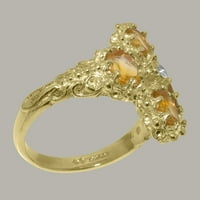 Brit készült 18K sárga arany köbös Cirkónia & Citrin Női klaszter gyűrű - méret opciók-Méret 11.5