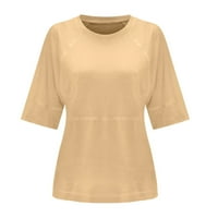 Kakina s Clearance Női ingek Nyári Női nyári alkalmi Crewneck ujjú pólók egyszínű laza illeszkedés aranyos alap felsők