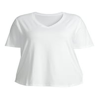 Terra & Sky női plusz méretű rövid ujjú mindennapi alapvető V-nyakú póló, 2 csomag