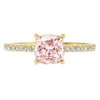 2.7 ct párna vágott rózsaszín szimulált gyémánt 14K sárga arany évforduló eljegyzési gyűrű mérete 7.5