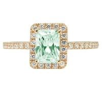 1.86 ct smaragd vágott zöld szimulált gyémánt 18K sárga arany évforduló eljegyzési halo gyűrű mérete 10.75