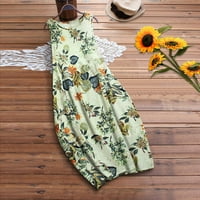 Női ruhák Virágos Maxi Maxi Ujjatlan alkalmi nyári kötőfék ruha zöld 5XL
