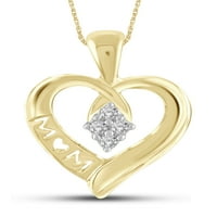 Carat T.W. Fehér gyémánt arany az ezüst anya szív medál felett