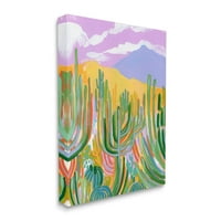 Stupell Industries Absztrakt kaktusznövények sivatagi dűnék festménygaléria csomagolt vászon nyomtatott fali művészet,