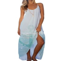 Lumento nyári hosszú nap Ruha Női ujjatlan pántos alkalmi laza ruha Holiday Beach Boho Maxi ruha