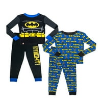 Lego Batman Boys Hosszú ujjú felsők és hosszú nadrágok, 4 részes pizsama Alvókészlet, 4-10 méret