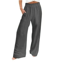 Pamut vászon széles láb nadrág Női Clearance nyári nadrág divat szilárd eladó alkalmi kényelmes magas elasztikus derék