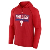 A férfi fanatikusok márkájú Heather Red Philadelphia Phillies a vonalon a Raglan pulóver kapucnis pulóver