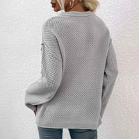 Pimfylm Női pulóver pulóverek horgolt pulóver pulóverek könnyű téli ruházat szürke S