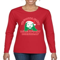 Bulizni fogunk, mint a születésnapom csúnya karácsonyi pulóver női grafikus Hosszú ujjú póló, piros, közepes