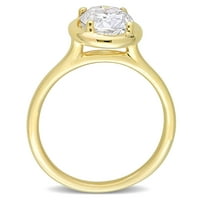 Miabella női karátos T.G.W. Ovális vágott moissanit 10KT sárga arany pasziánsz menyasszonyi gyűrű