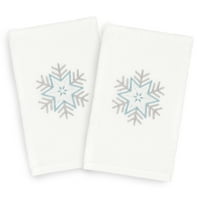 Linum Home karácsonyi hópehely hímzett fehér török pamut kéztörlő-készlet 2