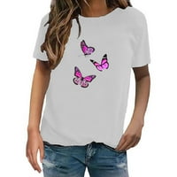 Fimkaul Női ingek Plusz méretű rövid ujjú alkalmi felsők Divat pillangó nyomtatás Kerek nyakú felső pólók
