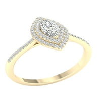 Imperial Ct TDW Marquise gyémánt dupla Halo eljegyzési gyűrű 10k sárga aranyban