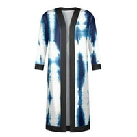 Yubatuo Női Divat Alkalmi Hosszú ujjú nyomtatás hosszú kabát kardigán hosszú kabát kabátok Női Sky Blue L