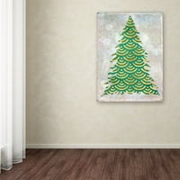 Védjegy Szépművészet „díszített zöld és arany karácsonyfa” vászon művészet, Cora Niele