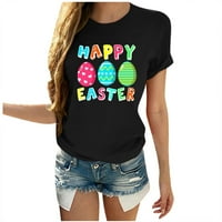 Aoochasliy Női húsvéti Tshirt Plus Size Clearance húsvéti tojás Boldog Húsvétot nyomtatás férfiak és laza Molett Rövid