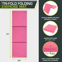 ProsourceFit háromszoros összecsukható edzőszőnyeg 6x2-in, Rózsaszín