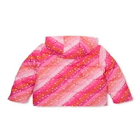 Pink Platinum Girls kapucnis csillag puffer kabát és hólemezkészlet, méret 4-6x