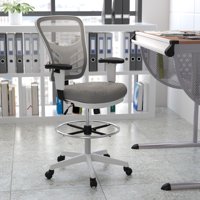 Flash bútorok Tyler Mid-Back Világosszürke háló ergonomikus szerkesztési szék állítható króm láb gyűrű, Állítható karok