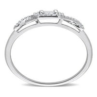 Carat T.W. Hercegnő-vágott és kerek vágott gyémánt 10 kt fehérarany halo crossover menyasszonyi gyűrű
