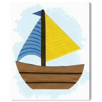 Wynwood Studio Transportation Wall Art vászon „kis vitorla csónak” csónakok és jachtok - kék, barna