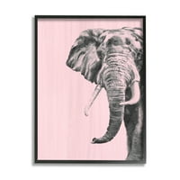 Stupell Industries Simple Elefánt Nagy Tusked Safari Animal Rustic Pink, 30, Patricia Pinto tervezése